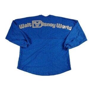 Walt Disney World Spirit Jersey Neon Blue Small Disney Parks Glitter